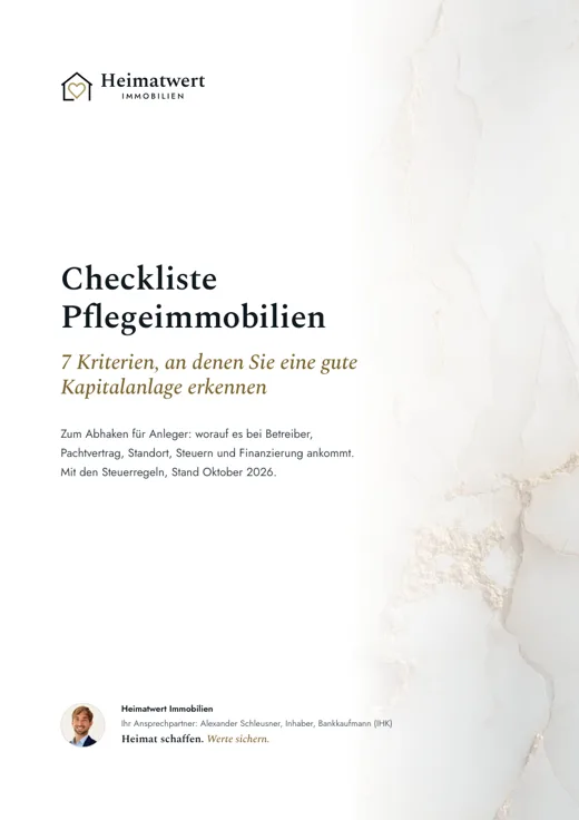 Titelseite der Checkliste Pflegeimmobilien